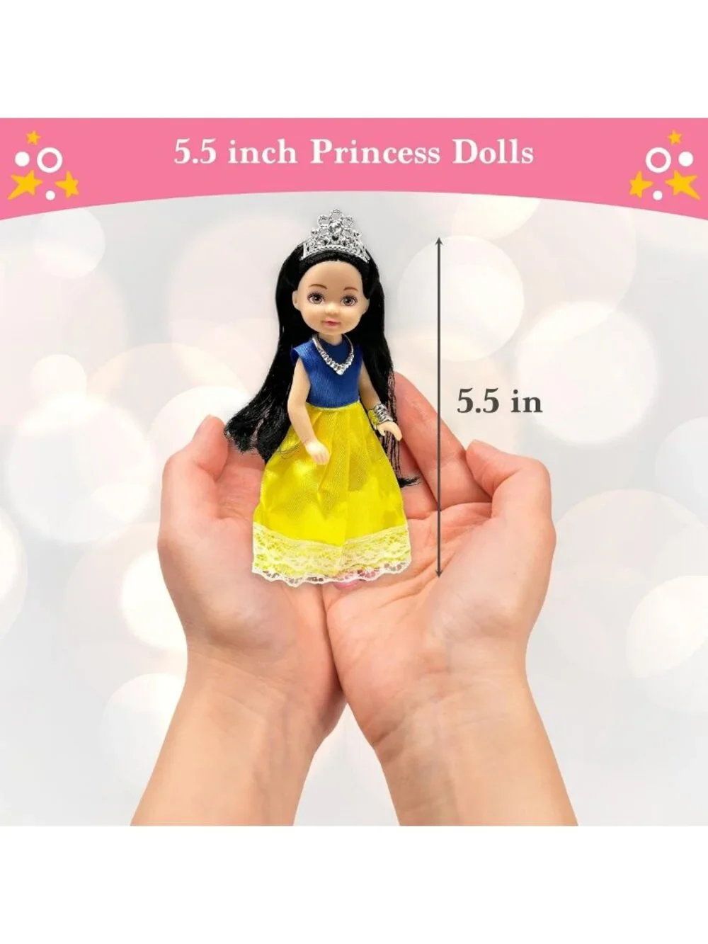 Mini Princess Doll Set for Girls - Adorable Dollhouse Figures with Tiaras